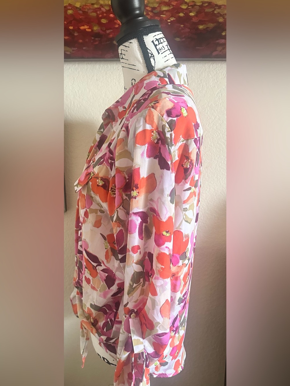 Floral Button-Down Shirt - Pink & Orange - Picture 3 of 7
